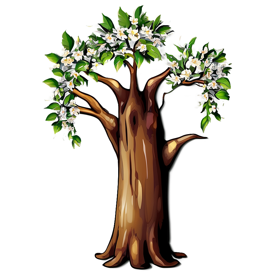 Tree Trunk With Flowers Png Cvm