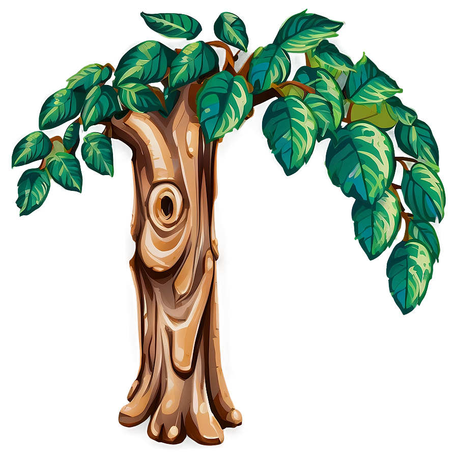 Tree Trunk With Leaves Png Qhl