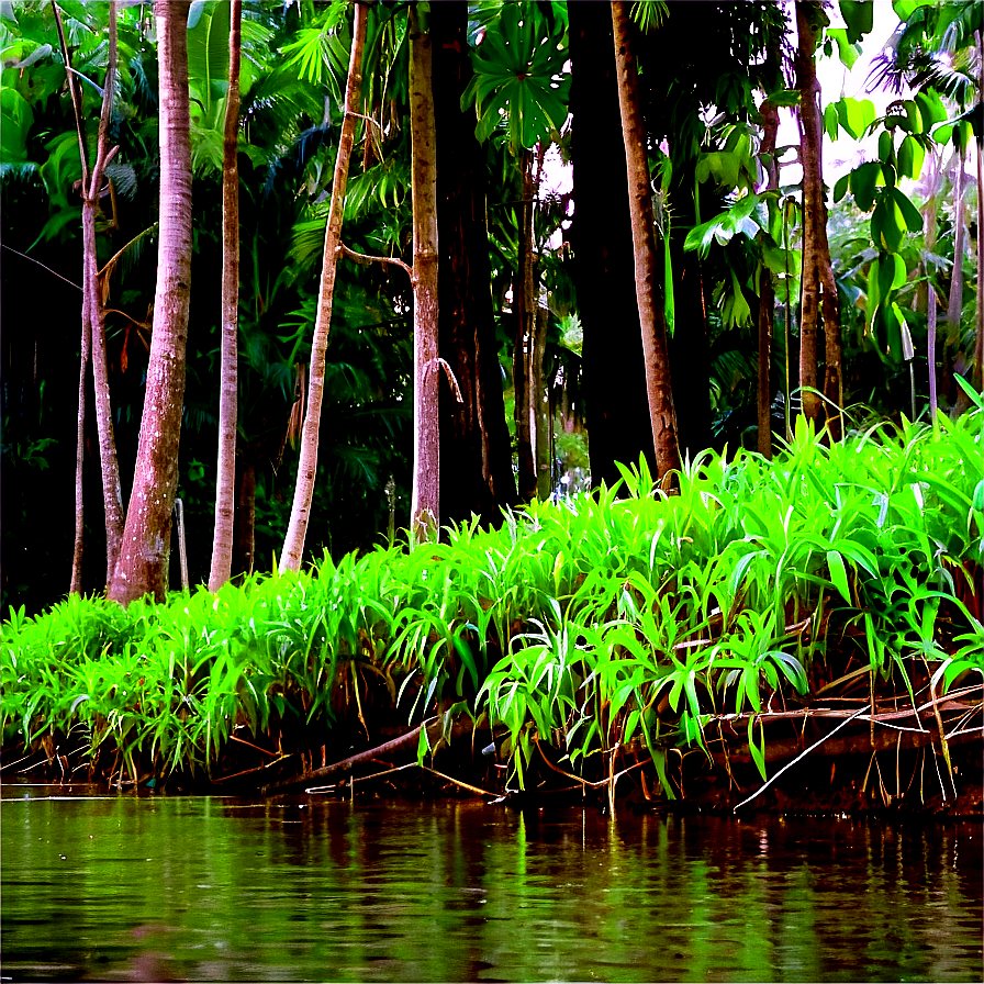 Treeline Along Riverbank Png Dcg