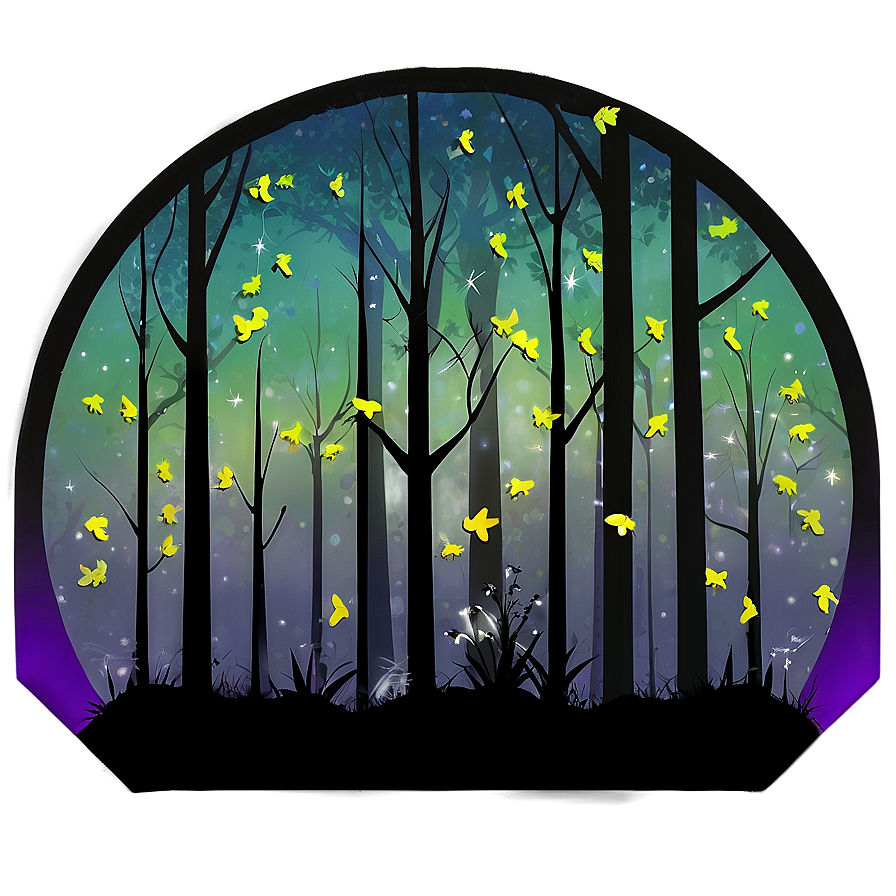 Treeline With Fireflies Png Ysd21