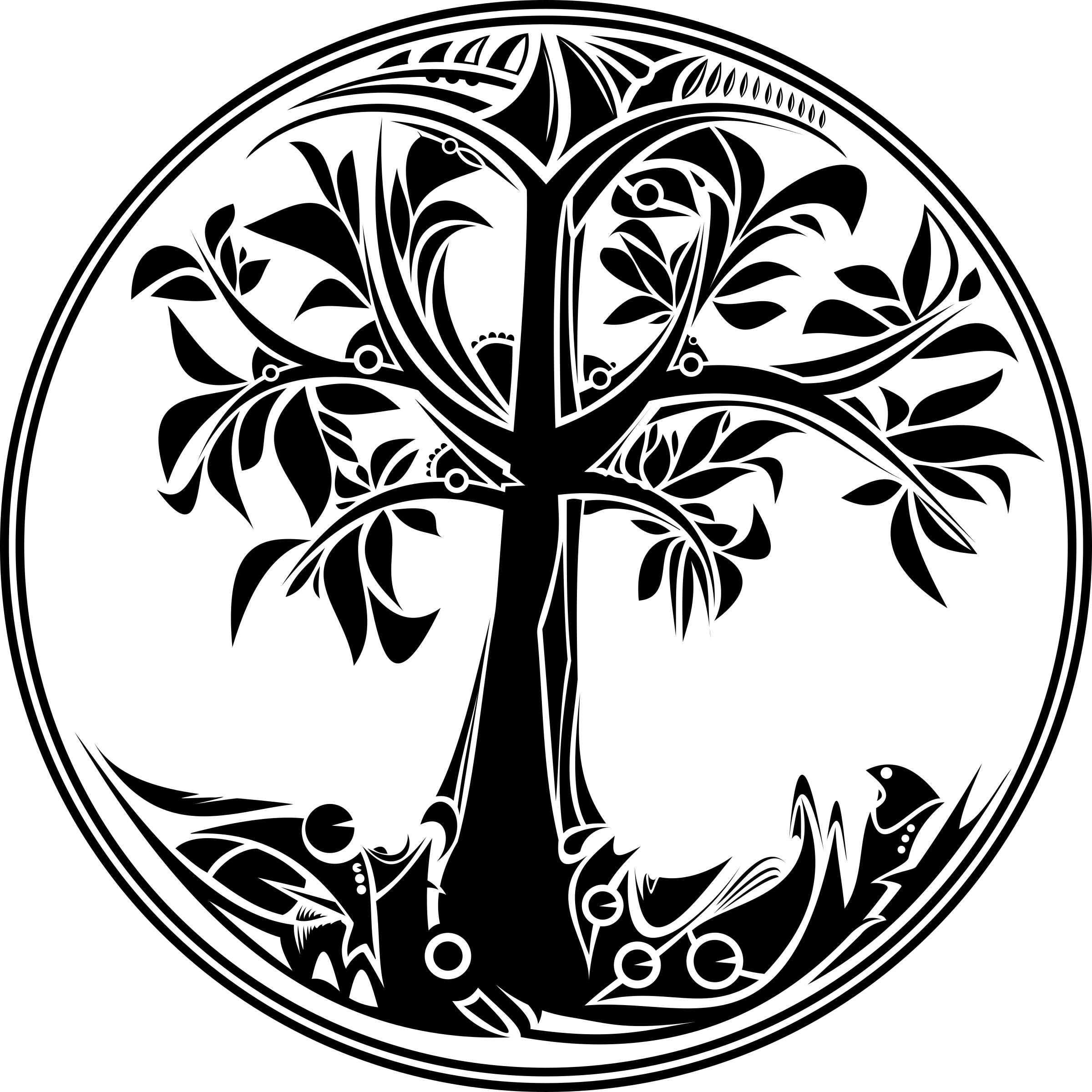 Treeof Life Silhouette Art PNG with transparent background