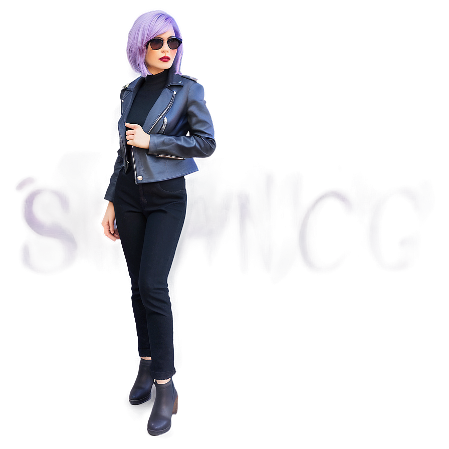 Trendy Purple Hair Fashion Model Png Eje69