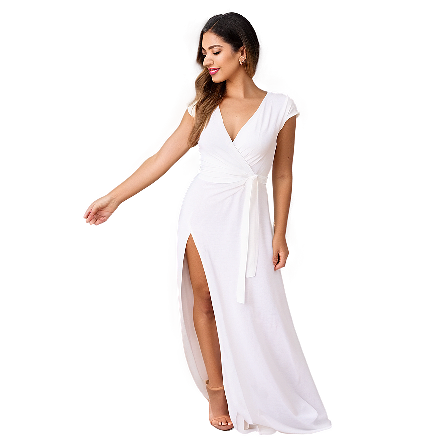 Trendy White Wrap Dress Png 76