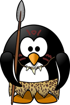 Tribal Penguin Cartoon PNG with transparent background