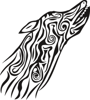 Tribal Wolf Artwork PNG with transparent background