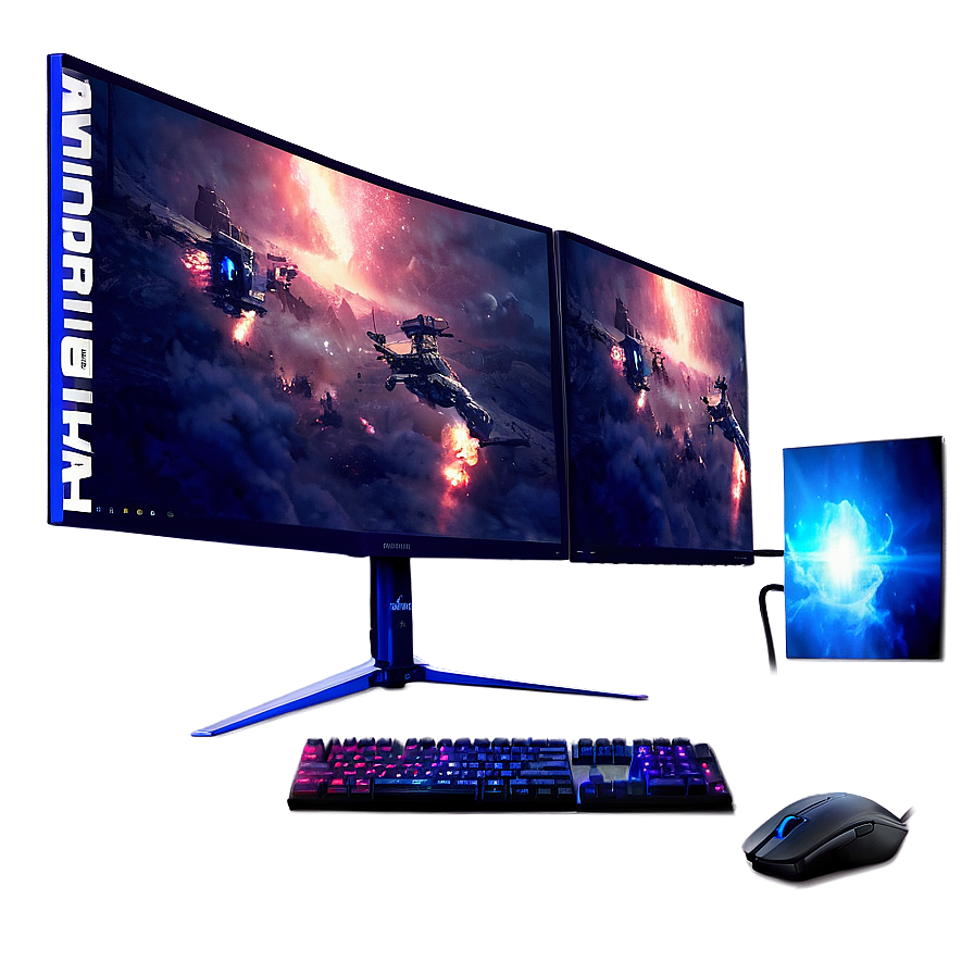 Triple Monitor Gaming Setup Png Lsj