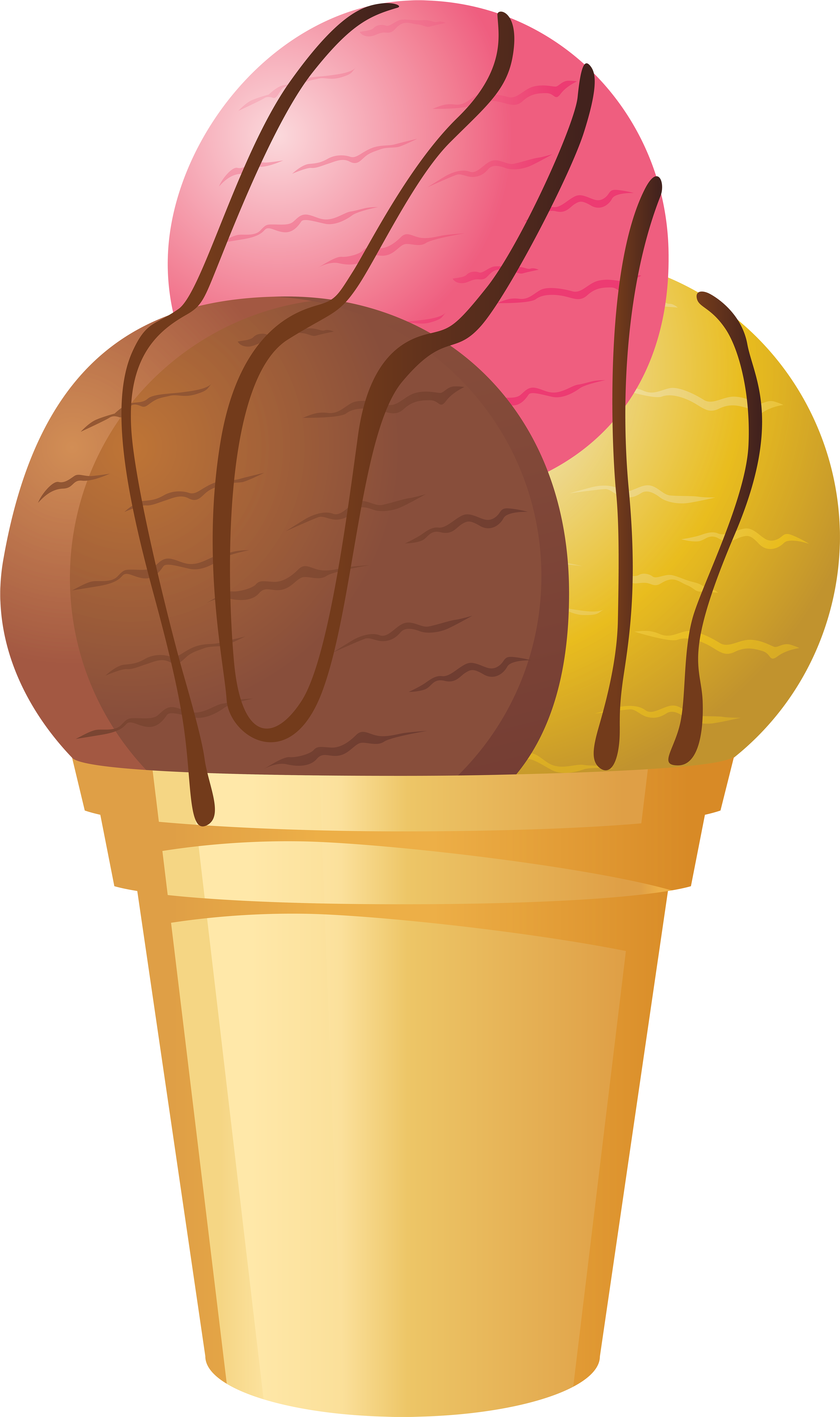 Tricolor Ice Cream Cone Png Clip Art - Clip Art Cone High Resolution Ice Cream, Transparent Png PNG with transparent background