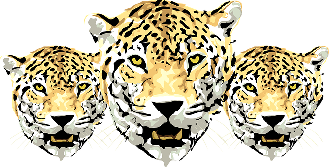 Triplet Leopard Illustration PNG with transparent background