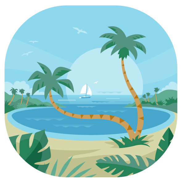 Dream Palms Vector Illustration Flat Tropical Beach - Vacation, HD Png Download PNG with transparent background