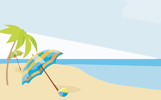 Tropical Beach Vector Illustration PNG with transparent background