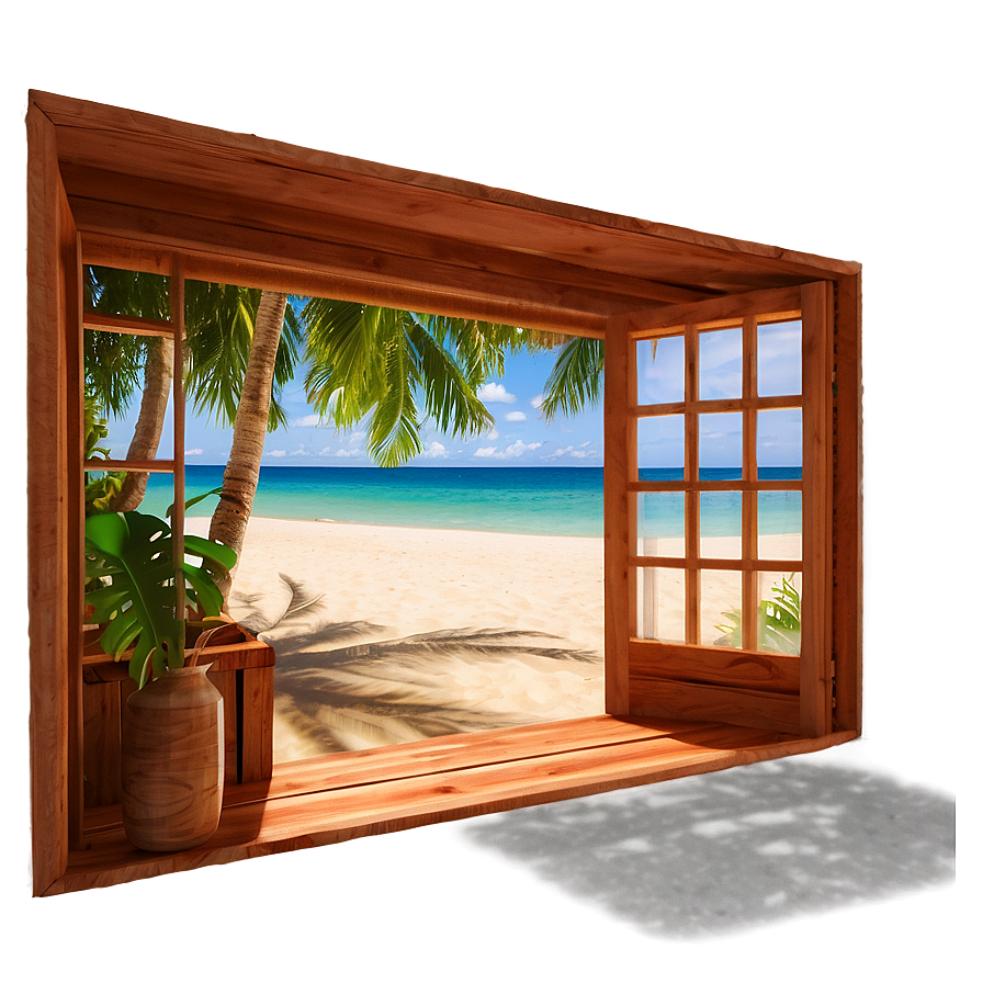 Tropical Beach View Windows Png 06112024