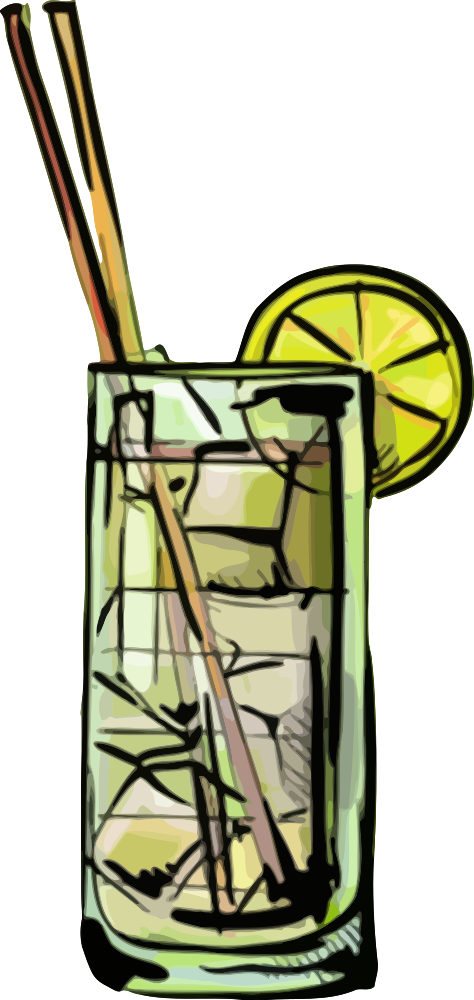Tropical Cocktail Illustration PNG with transparent background