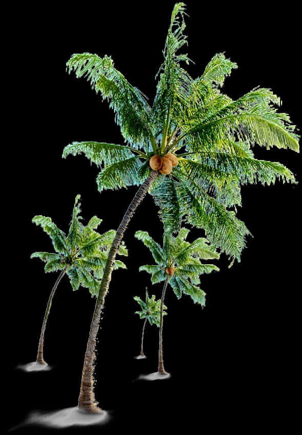 Tropical Coconut Trees Black Background