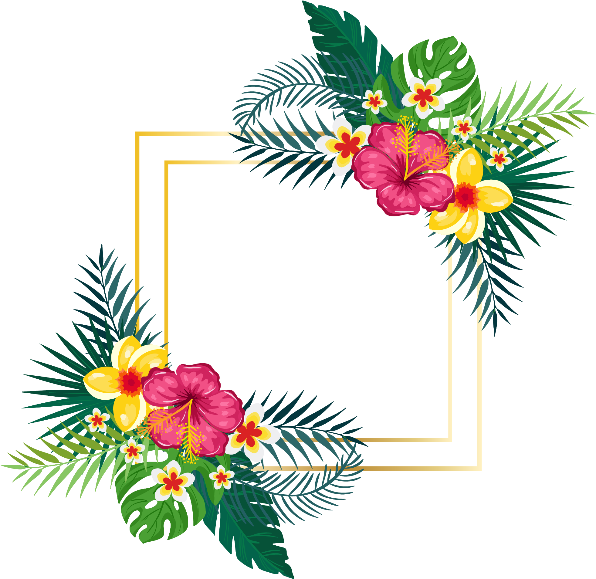 Tropical_ Floral_ Frame_ Summer_ Clipart