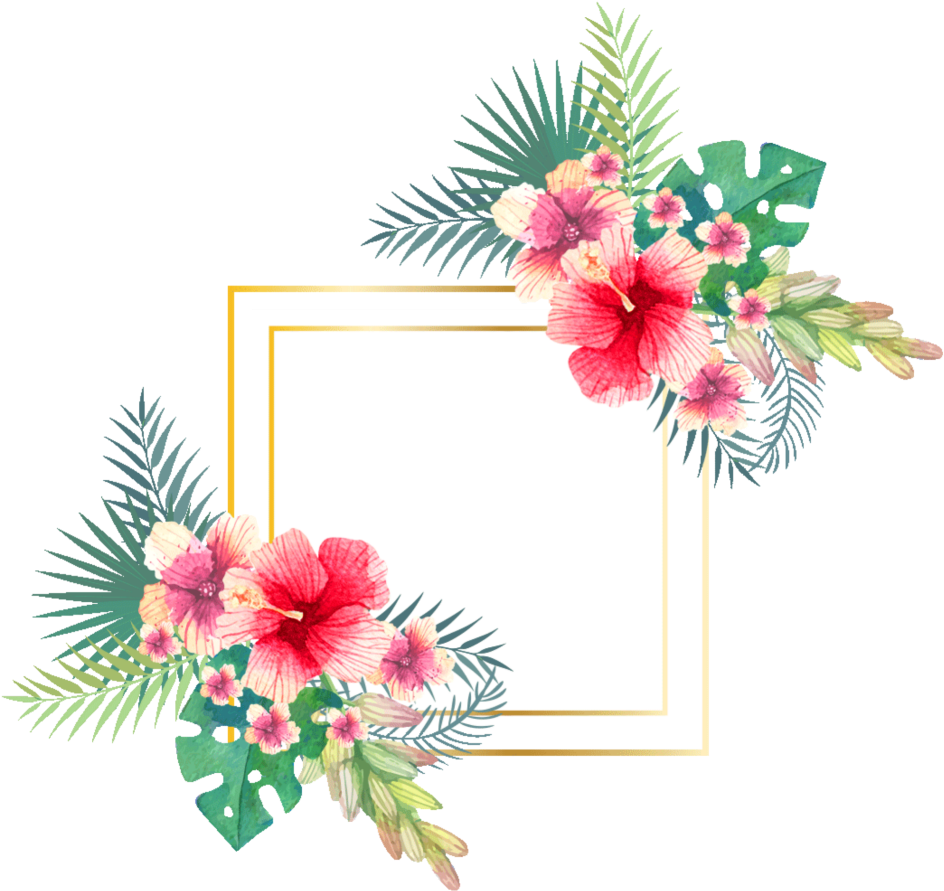 #ftestickers #flowers #tropical #background #frame - Frame With Tropical Background, HD Png Download PNG with transparent background
