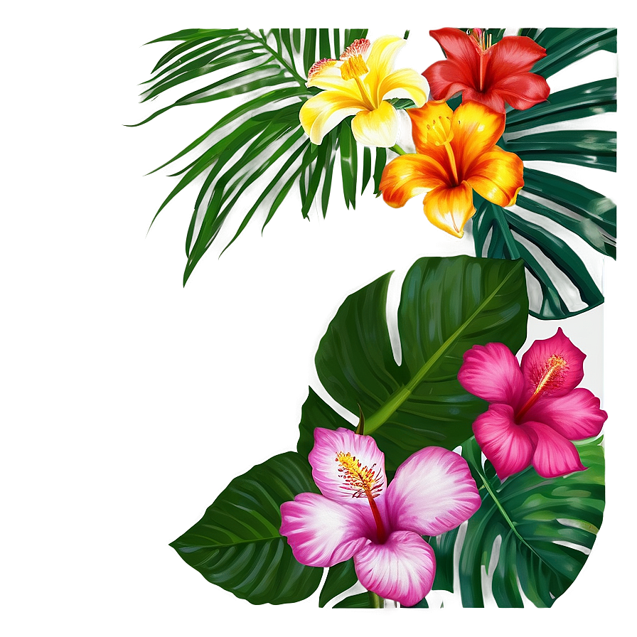 Tropical Flower Frame PNG 74 PNG with transparent background