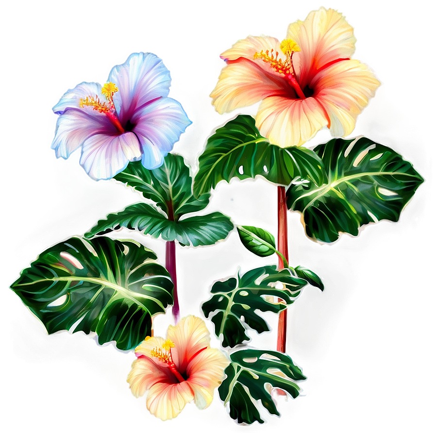 Tropical Hibiscus Garden Png Sfy41