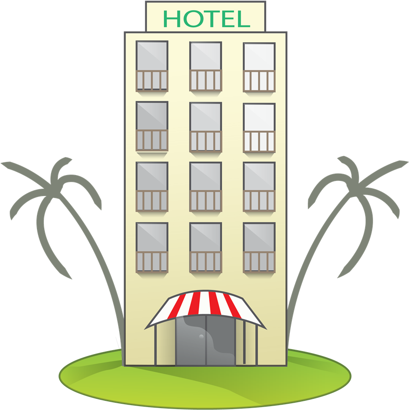 Tropical Hotel Illustration PNG with transparent background