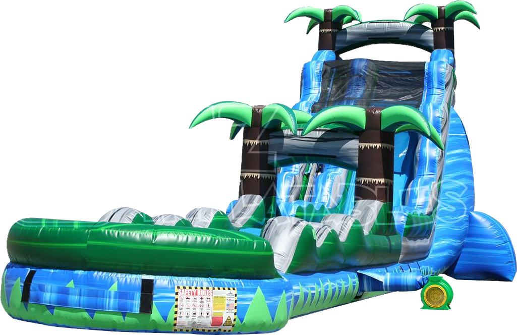 The Blue Crush Inflatable Water Slide And Palms Slip - Palms Water Slide, HD Png Download PNG with transparent background