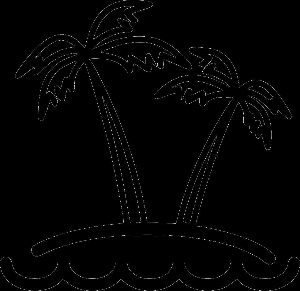 Tropical Island Line Art