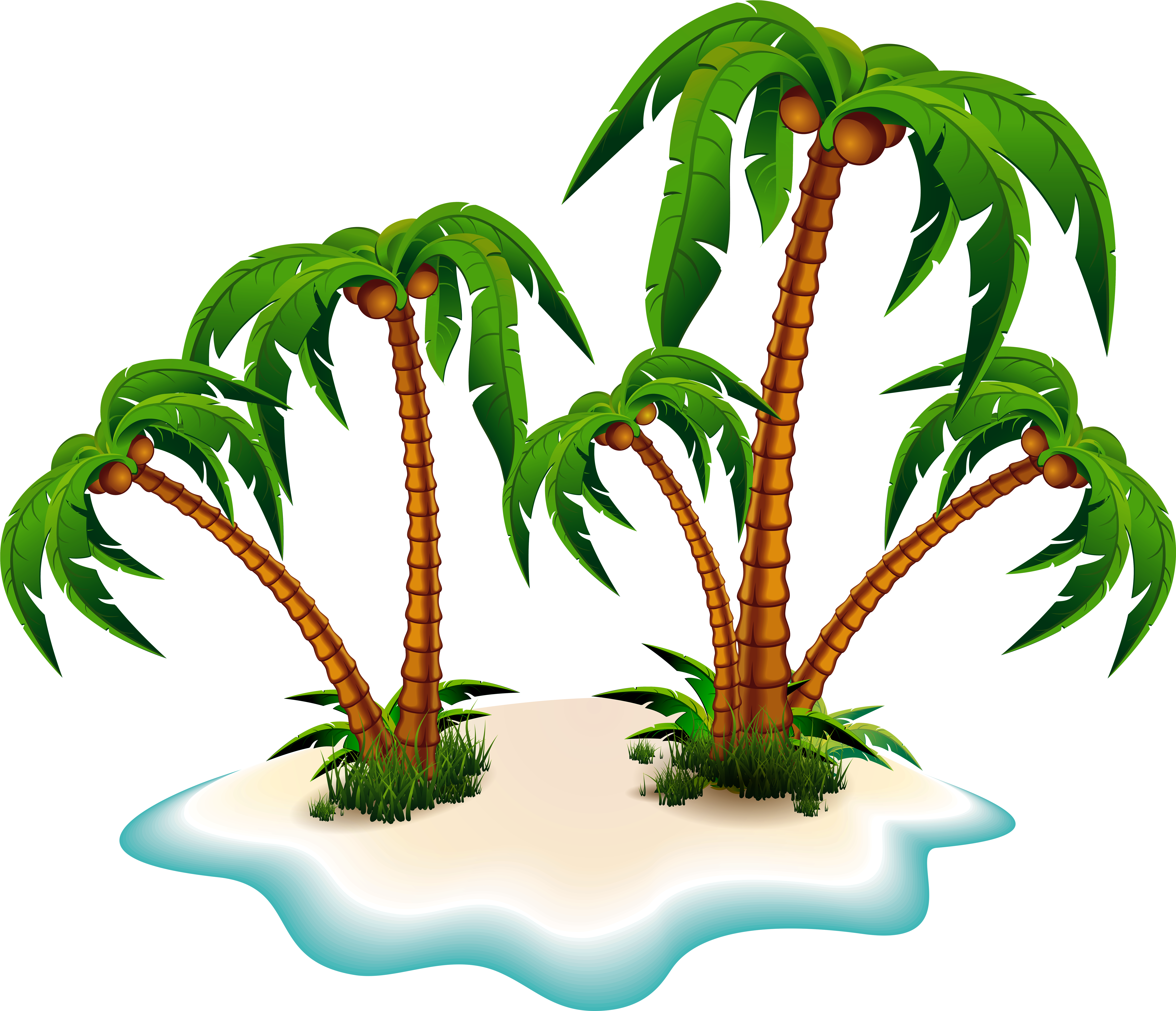 Tropical Island Palm Trees PNG with transparent background