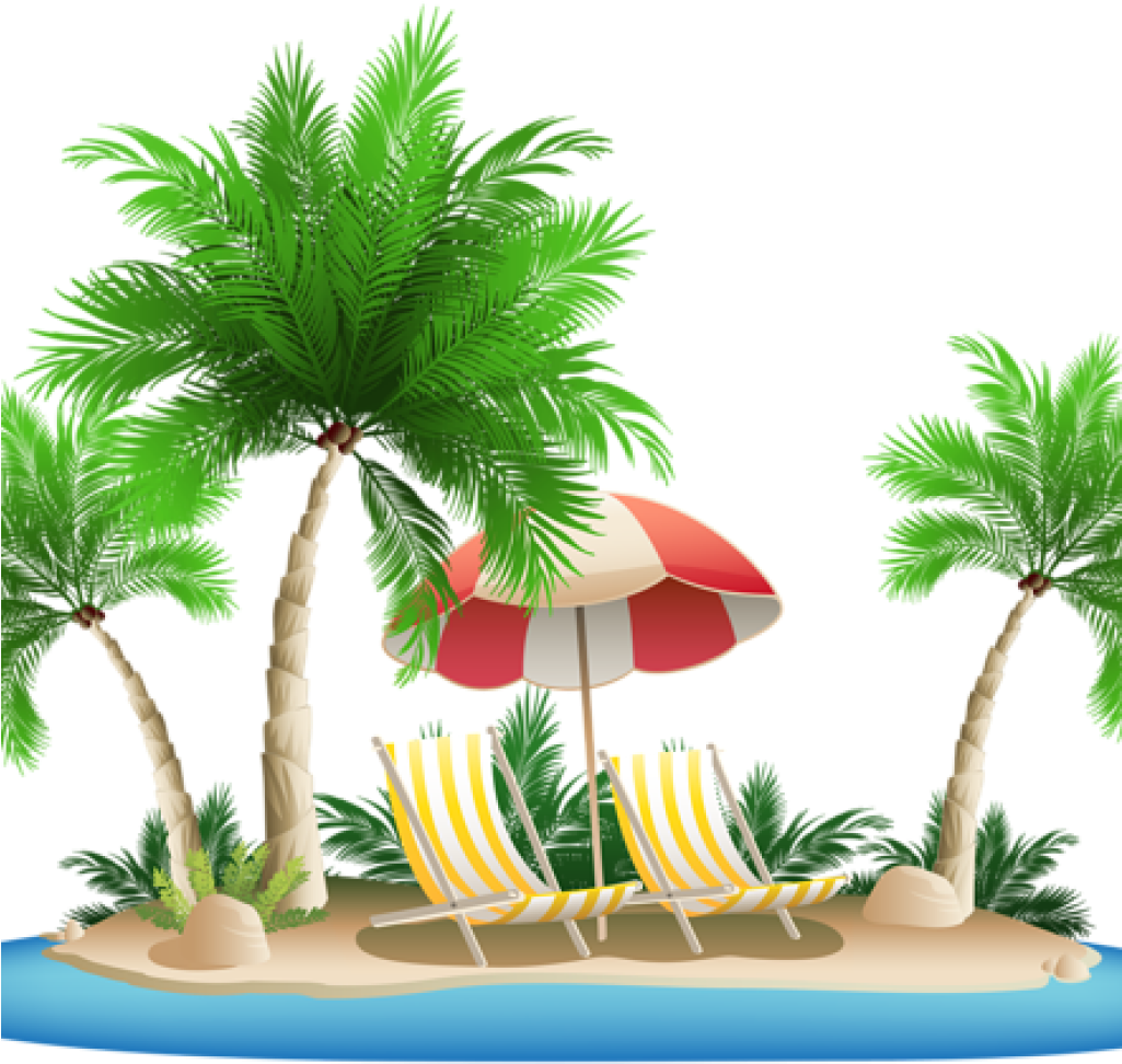 Tropical Island Relaxation Scene PNG with transparent background