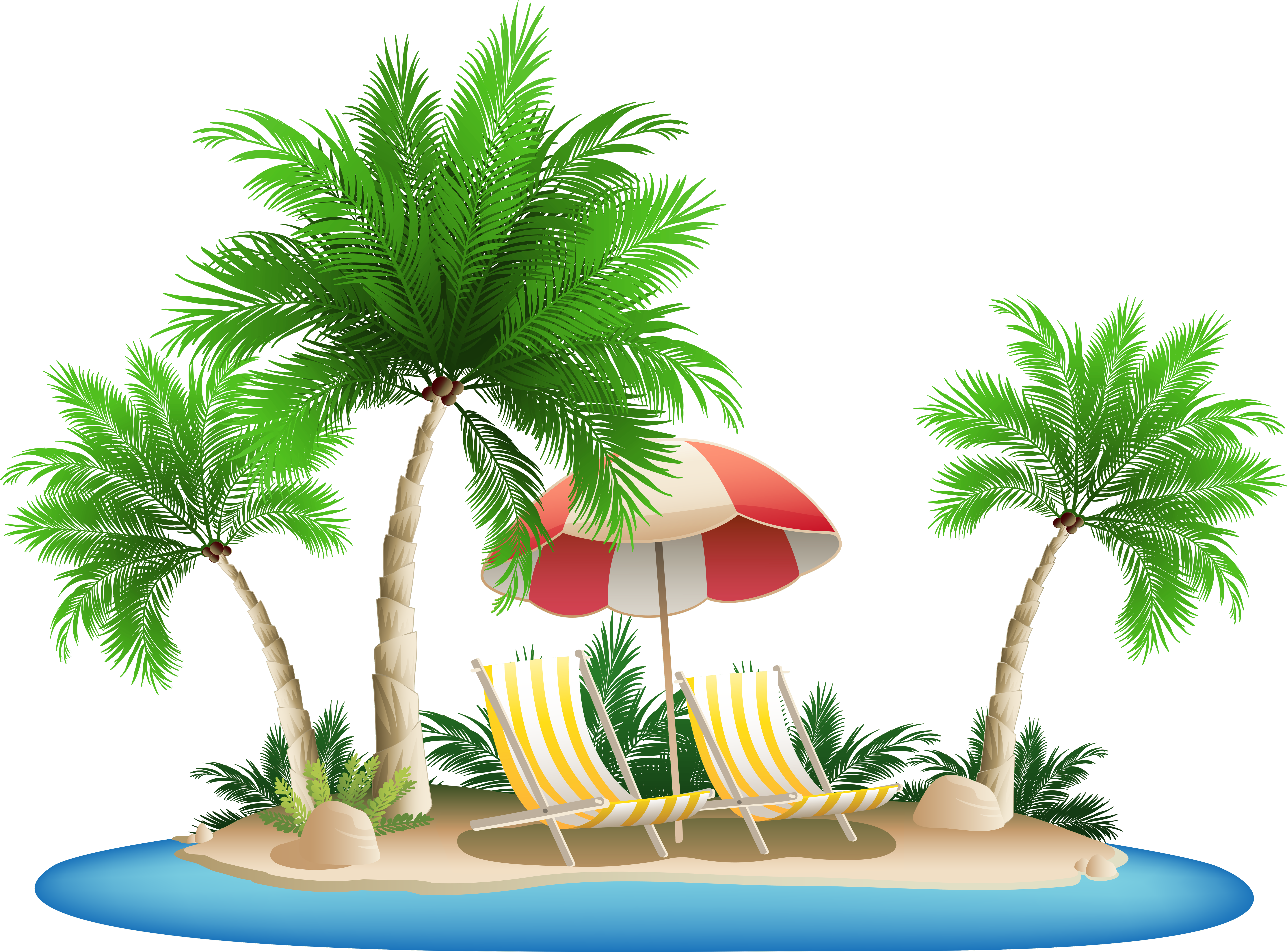Tropical Island Relaxation Scene PNG with transparent background