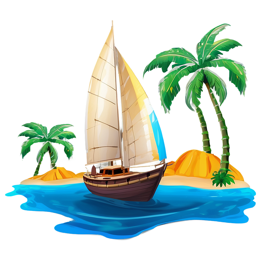 Tropical Island Sailboat Scene Png 92