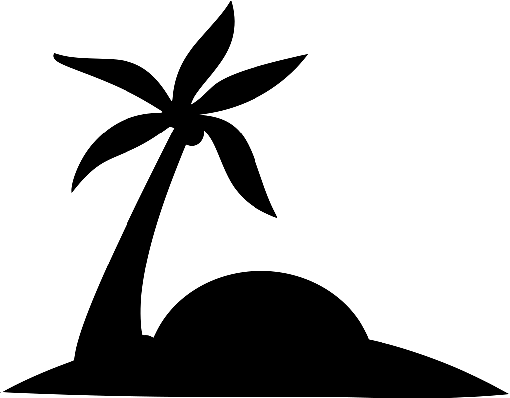 Tropical Island Silhouette PNG with transparent background