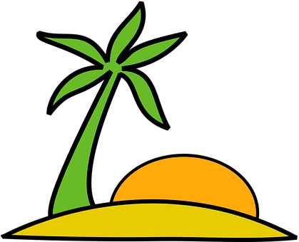 Tropical Island Sunset Vector