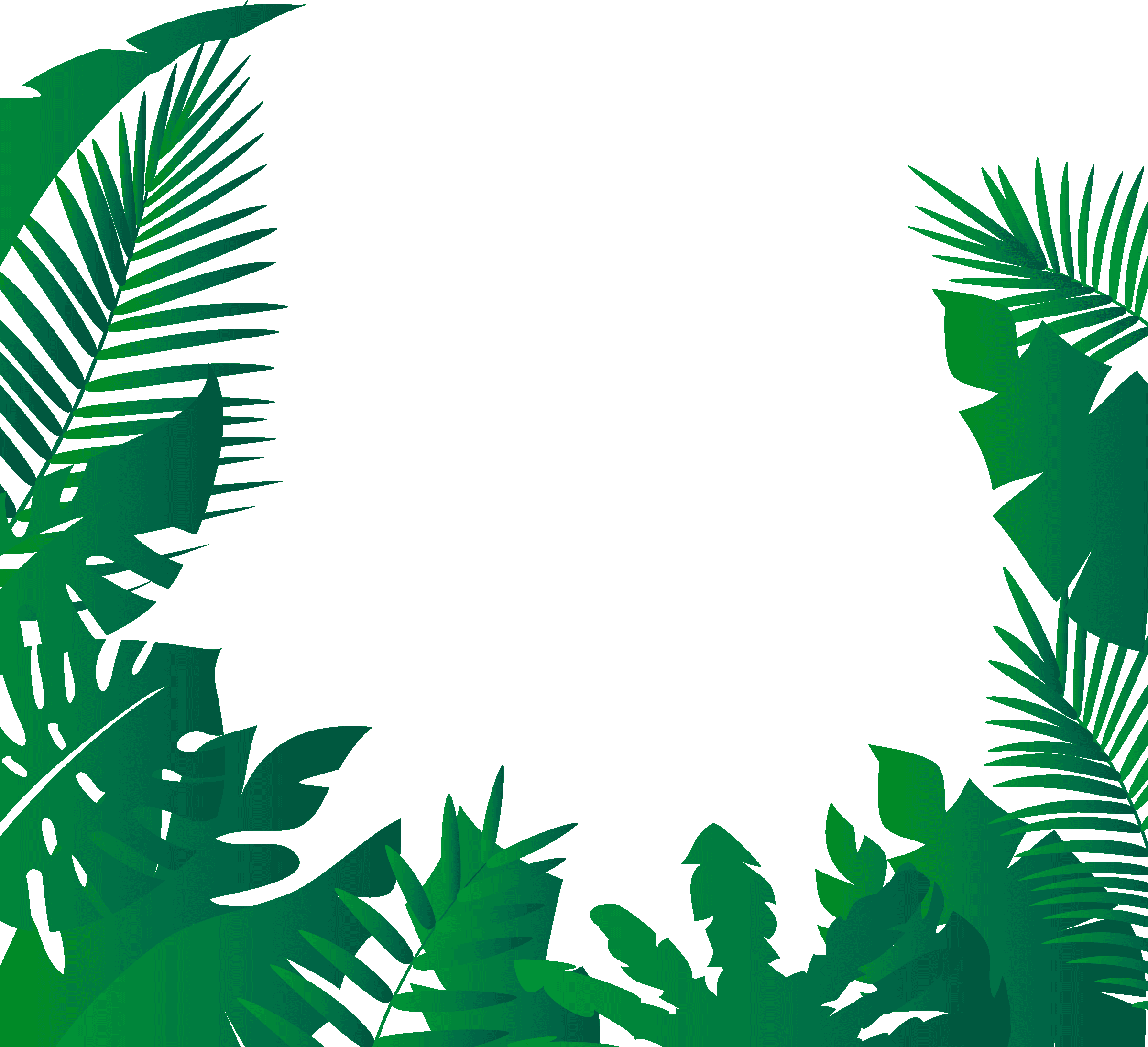 Tropical Leaves Frame Background PNG with transparent background