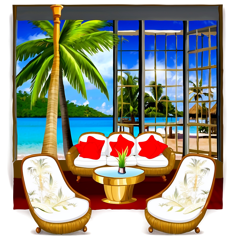 Tropical Living Room Escape Png Rft12