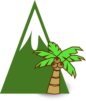 Tropical Mountain Vector Art PNG with transparent background
