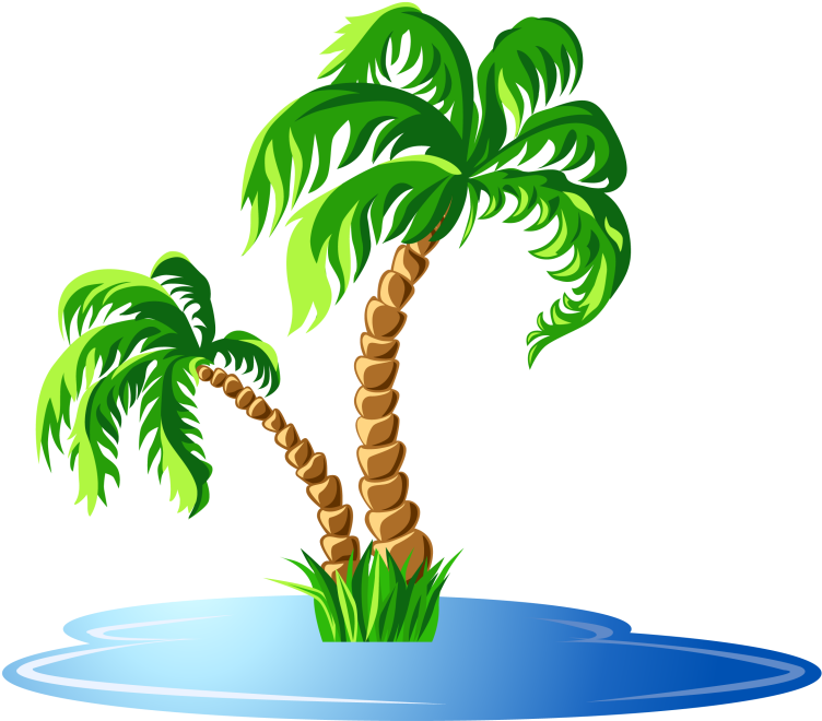 Tropical Oasis Palm Trees PNG with transparent background