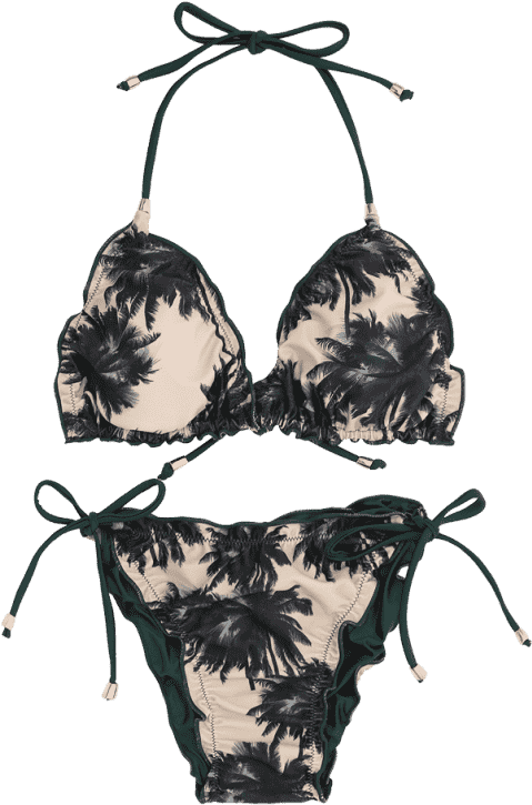 Scrunch Coconut Palm String Bikini Set - Bikini PNG image with a transparent background, free high-resolution download