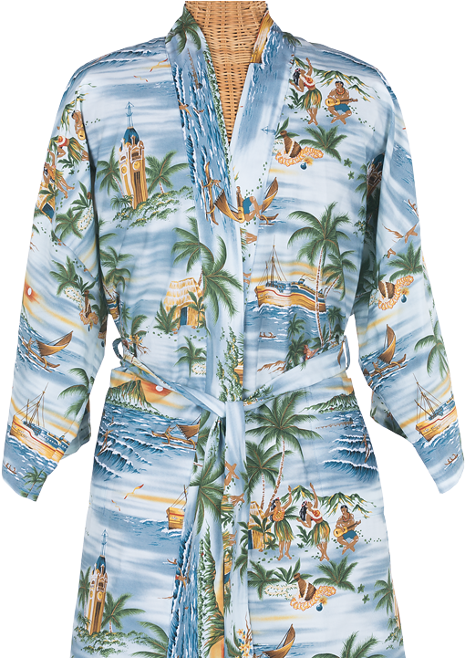 Tropical Print Blue Kimono