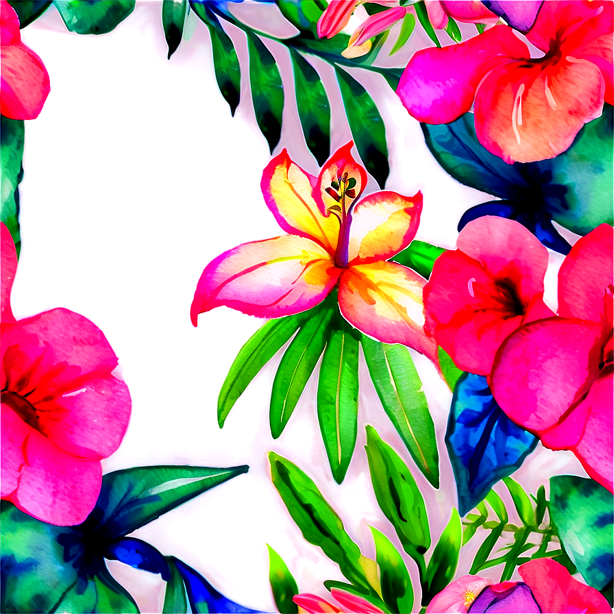 Tropical Watercolor Flowers Png 05252024