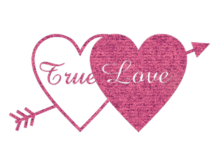 True Love Hearts Arrow Graphic PNG with transparent background