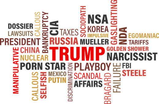 Trump Controversial Keywords Cloud PNG with transparent background