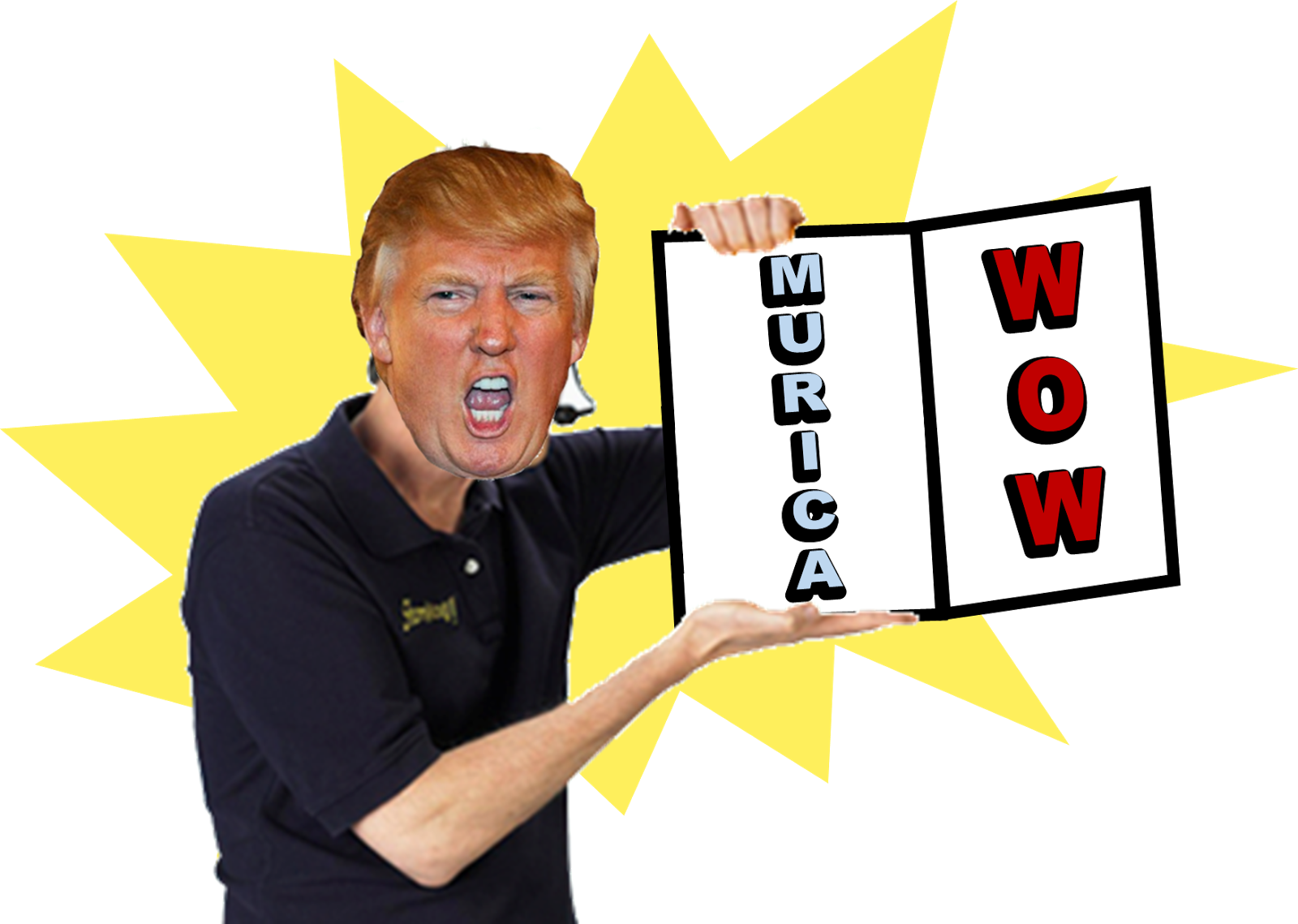 Trump Murica Wow Meme PNG with transparent background