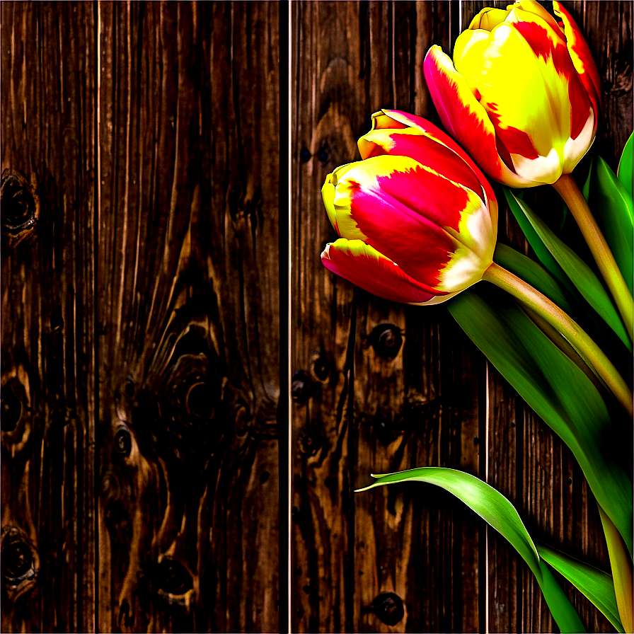 Tulips On Wood Png Bbf