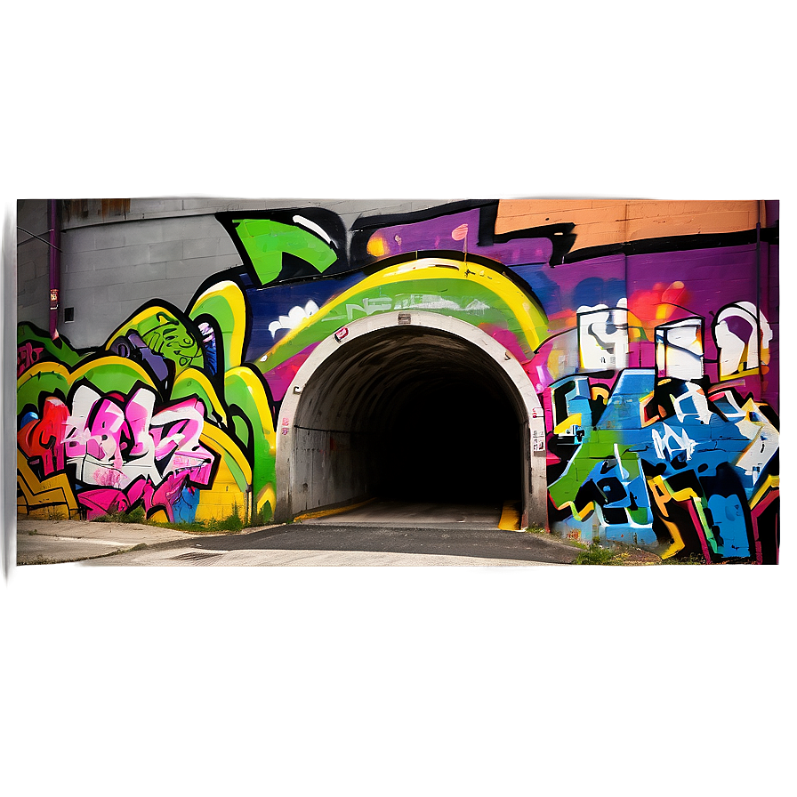 Tunnel With Graffiti Walls Png 06242024