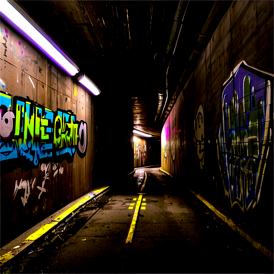 Tunnel With Graffiti Walls Png Hma87