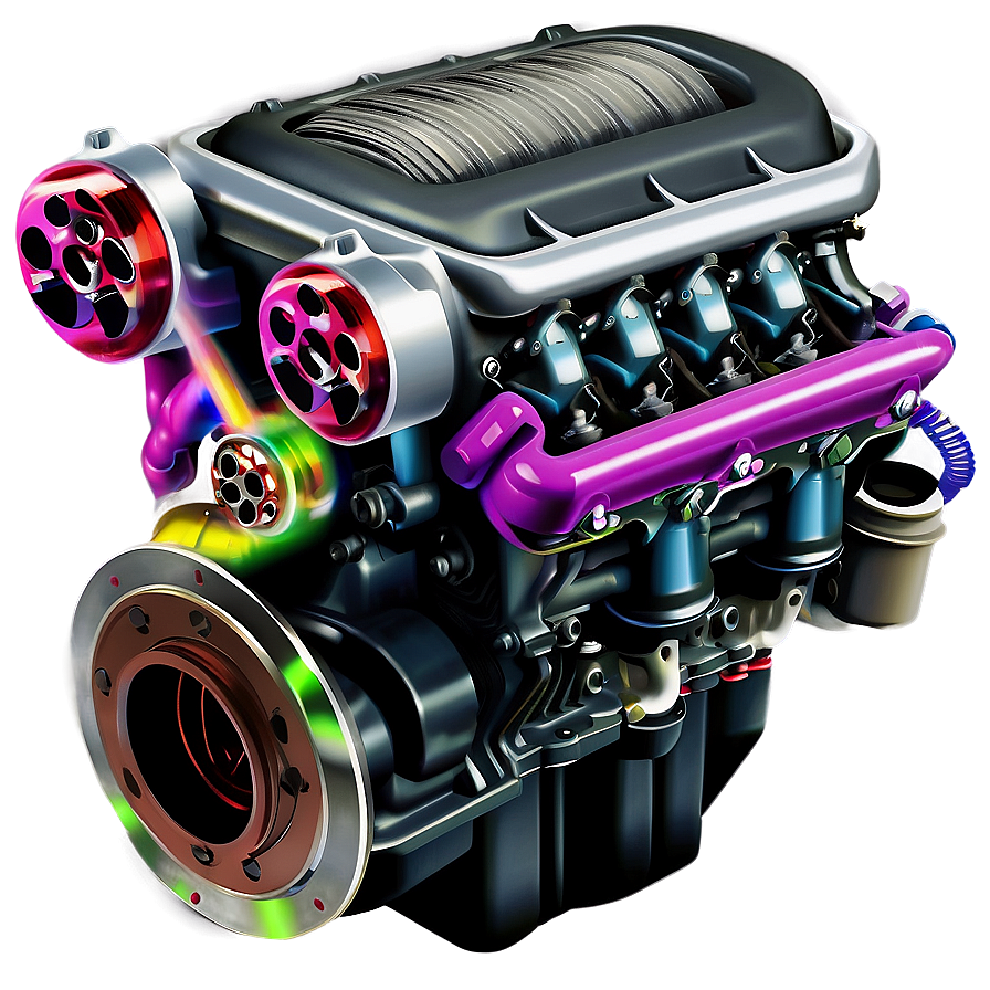 Turbocharged Car Engine Graphic Png Vhq3