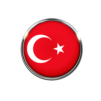 Turkish Flag Button Design PNG with transparent background