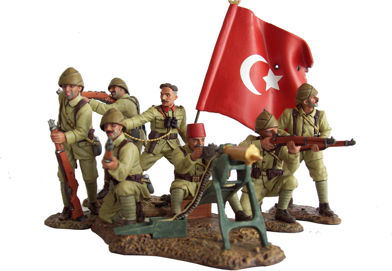 Turkish Soldiers With Flag Miniature