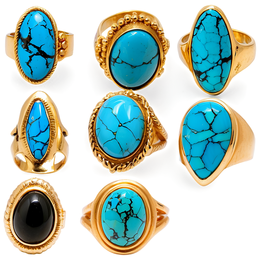 Turquoise Statement Rings PNG 06122024 PNG with transparent background