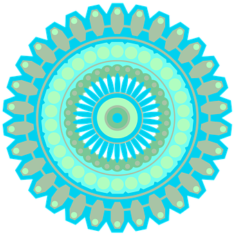Turquoise Teal Mandala Art PNG with transparent background