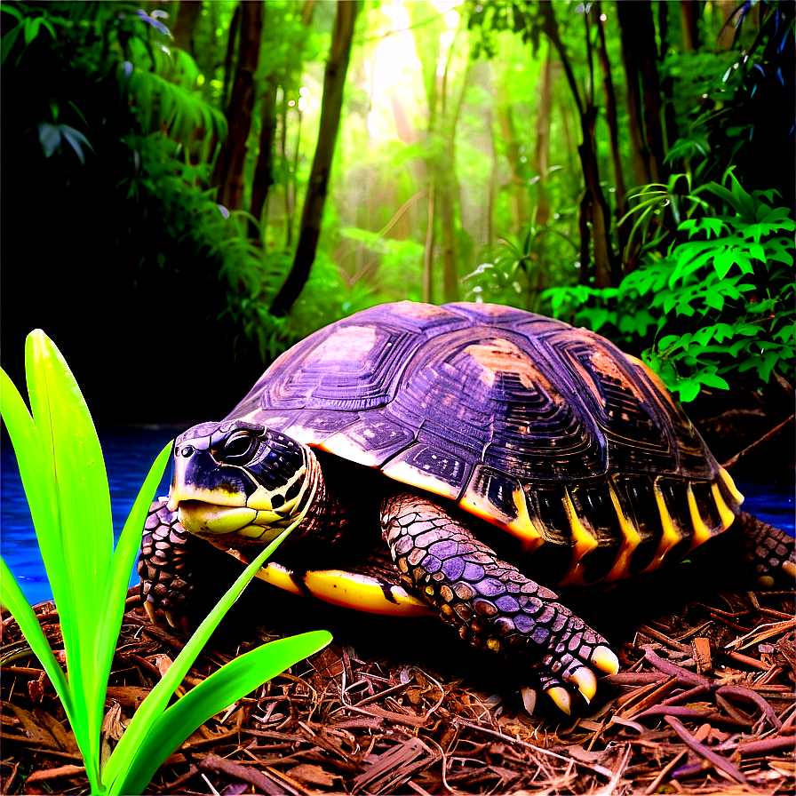 Turtle In Rainforest Setting Png Eay