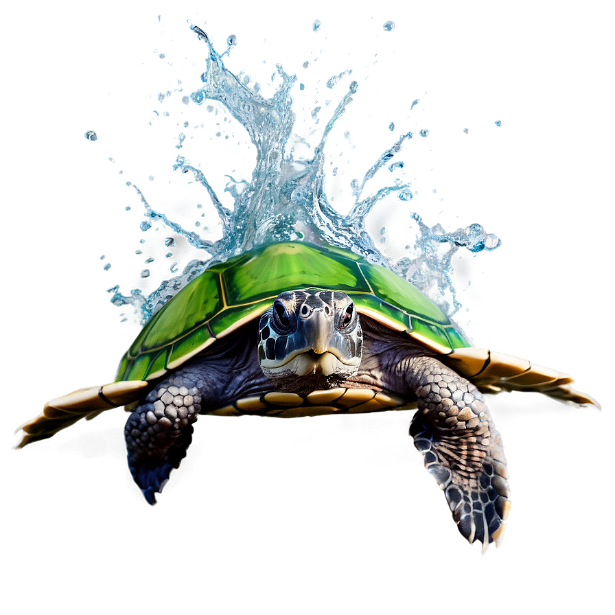 Turtle Making A Splash Png Lsi25